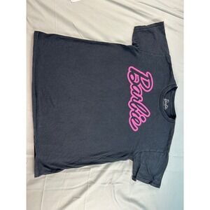 Barbie‎ Movie Graphic T-Shirt Mens Large Black Pink Script Logo Cotton Crewneck
